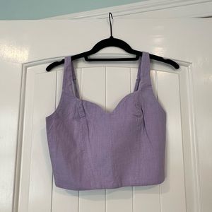 NWT Abercrombie and Fitch purple linen crop top